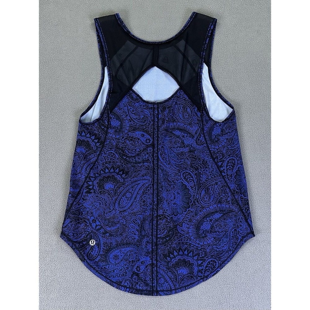 Lululemon Tank Top Womens 6 Blue Paisley Sculpt Tank Lightweight Performance Run
